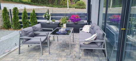 Metalowe meble ogrodowe szare dla 5 osób Sodor Dining