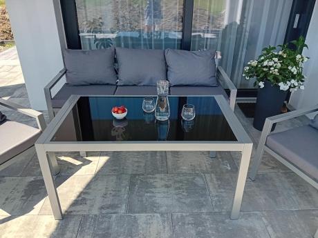 Metalowe meble ogrodowe szare dla 5 osób Sodor Dining