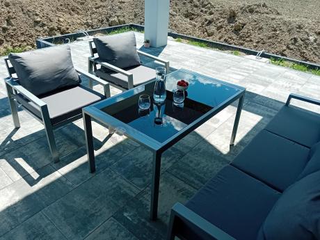 Metalowe meble ogrodowe szare dla 5 osób Sodor Dining