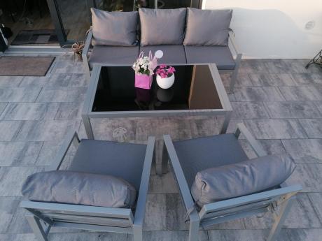 Metalowe meble ogrodowe szare dla 5 osób Sodor Dining