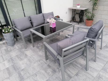 Metalowe meble ogrodowe szare dla 5 osób Sodor Dining
