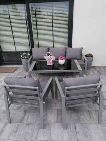 Metalowe meble ogrodowe szare dla 5 osób Sodor Dining
