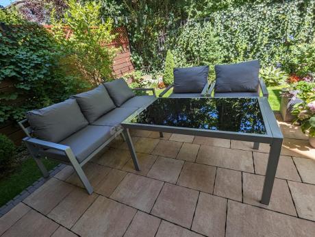 Metalowe meble ogrodowe szare dla 5 osób Sodor Dining