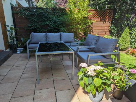 Metalowe meble ogrodowe szare dla 5 osób Sodor Dining