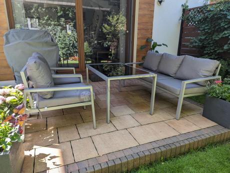 Metalowe meble ogrodowe szare dla 5 osób Sodor Dining