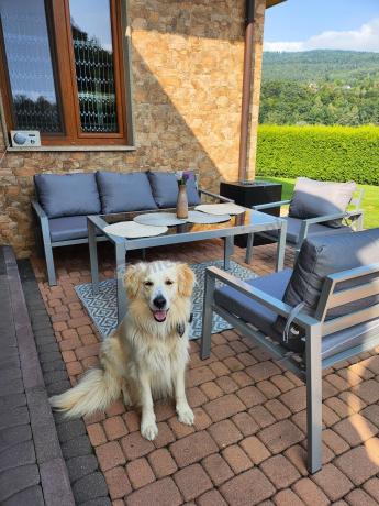 Metalowe meble ogrodowe szare dla 5 osób Sodor Dining