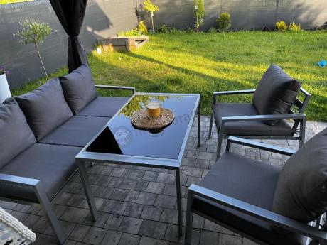 Metalowe meble ogrodowe szare dla 5 osób Sodor Dining