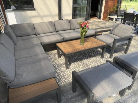 Metalowy komplet mebli na taras - narożnik + fotel - Calamba Corner XL - Grey