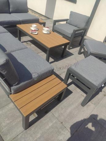 Metalowy komplet mebli na taras - narożnik + fotel - Calamba Corner XL - Grey