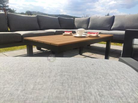 Metalowy komplet mebli na taras - narożnik + fotel - Calamba Corner XL - Grey