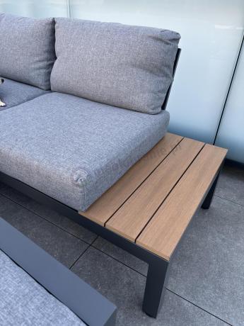 Metalowy komplet mebli na taras - narożnik + fotel - Calamba Corner XL - Grey