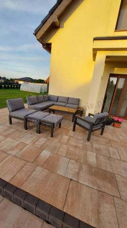 Metalowy komplet mebli na taras - narożnik + fotel - Calamba Corner XL - Grey