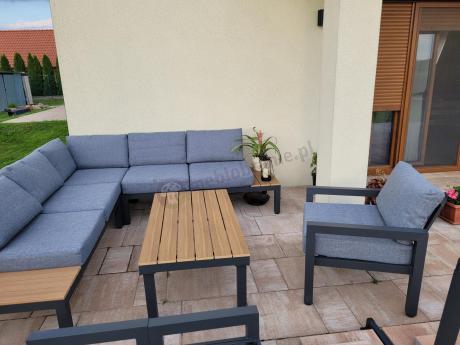 Metalowy komplet mebli na taras - narożnik + fotel - Calamba Corner XL - Grey