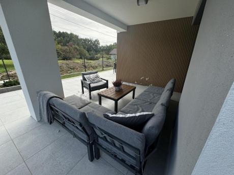 Metalowy komplet mebli na taras - narożnik + fotel - Calamba Corner XL - Grey