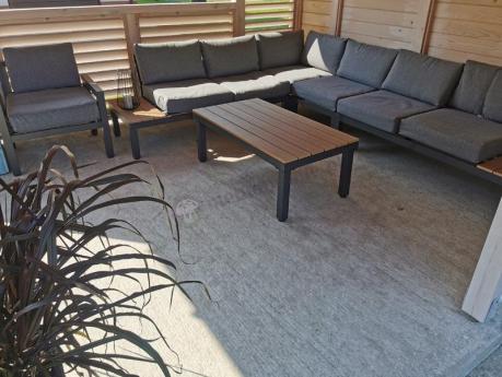 Metalowy komplet mebli na taras - narożnik + fotel - Calamba Corner XL - Grey