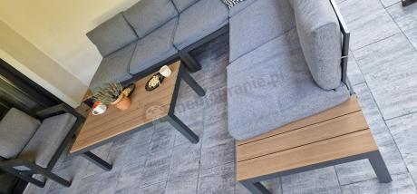 Metalowy komplet mebli na taras - narożnik + fotel - Calamba Corner XL - Grey