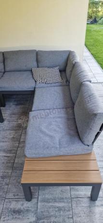 Metalowy komplet mebli na taras - narożnik + fotel - Calamba Corner XL - Grey