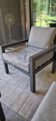 Metalowy komplet mebli na taras - narożnik + fotel - Calamba Corner XL - Grey