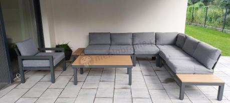 Metalowy komplet mebli na taras - narożnik + fotel - Calamba Corner XL - Grey