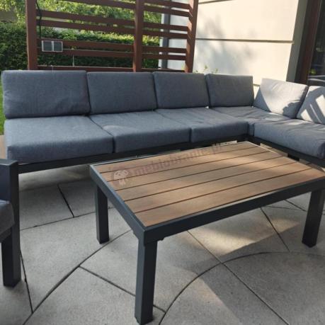 Metalowy komplet mebli na taras - narożnik + fotel - Calamba Corner XL - Grey