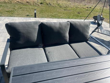 Metalowy komplet mebli tarasowych dla 8 osób - 2 sofy, 2 fotele i wysoki stół 160cm - Panaon Grande DG