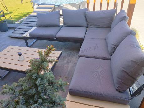 Metalowy narożnik na taras - zestaw narożnik 220x220cm + fotel - Panaon Corner - WG