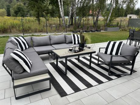 Metalowy narożnik ogrodowy 280x220cm z ławą i fotelem Panaon GG