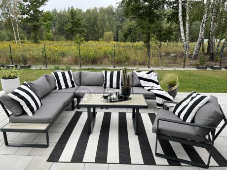 Metalowy narożnik ogrodowy 280x220cm z ławą i fotelem Panaon GG