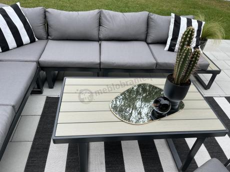 Metalowy narożnik ogrodowy 280x220cm z ławą i fotelem Panaon GG