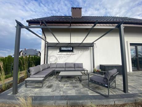 Metalowy narożnik ogrodowy 280x220cm z ławą i fotelem Panaon GG