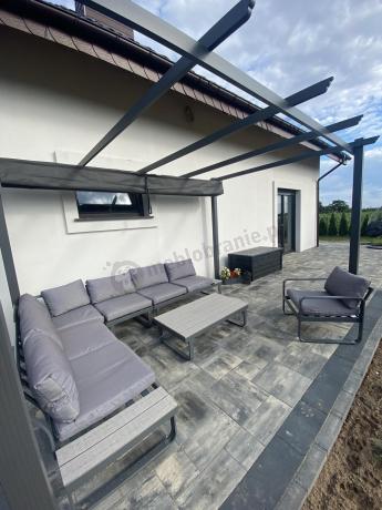 Metalowy narożnik ogrodowy 280x220cm z ławą i fotelem Panaon GG