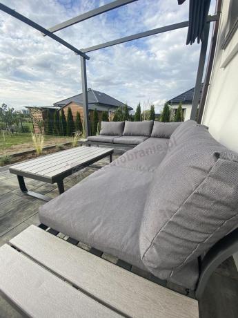 Metalowy narożnik ogrodowy 280x220cm z ławą i fotelem Panaon GG