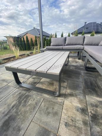 Metalowy narożnik ogrodowy 280x220cm z ławą i fotelem Panaon GG