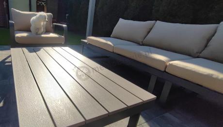 Metalowy narożnik ogrodowy 280x220cm z ławą i fotelem Panaon GG