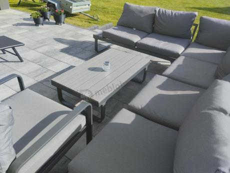 Metalowy narożnik ogrodowy 280x220cm z ławą i fotelem Panaon GG