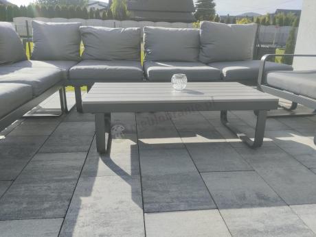 Metalowy narożnik ogrodowy 280x220cm z ławą i fotelem Panaon GG