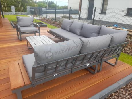 Metalowy narożnik ogrodowy 280x220cm z ławą i fotelem Panaon GG