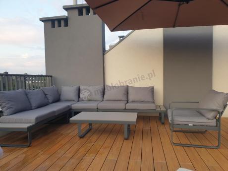 Metalowy narożnik ogrodowy 280x220cm z ławą i fotelem Panaon GG