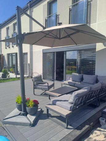 Metalowy narożnik ogrodowy 280x220cm z ławą i fotelem Panaon GG