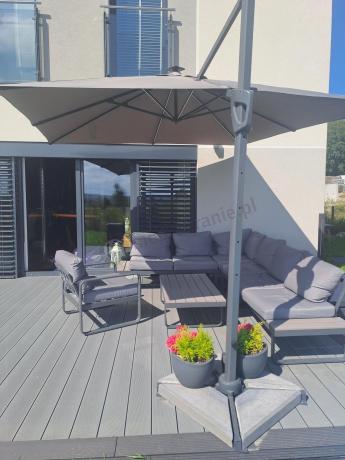 Metalowy narożnik ogrodowy 280x220cm z ławą i fotelem Panaon GG