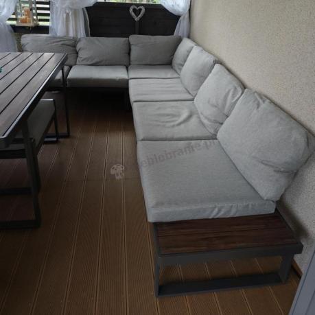 Metalowy narożnik ogrodowy 280x220cm ze stołem 160cm i fotelem Panaon LG