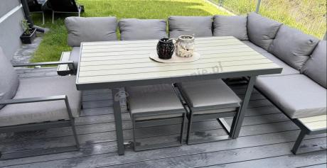 Metalowy narożnik ogrodowy 280x220cm ze stołem obiadowym i fotelem Panaon GG