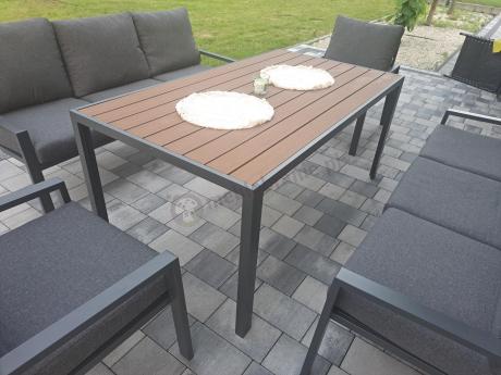 Metalowy zestaw mebli do ogrodu dla 8 osób Sodor Grande - Dark Grey Polywood