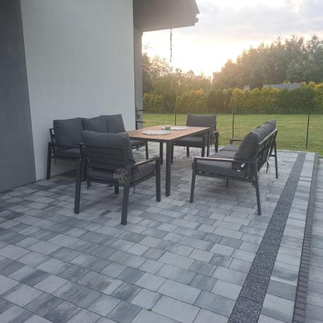 Metalowy zestaw mebli do ogrodu dla 8 osób Sodor Grande - Dark Grey Polywood
