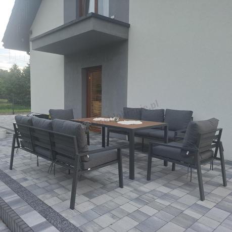 Metalowy zestaw mebli do ogrodu dla 8 osób Sodor Grande - Dark Grey Polywood