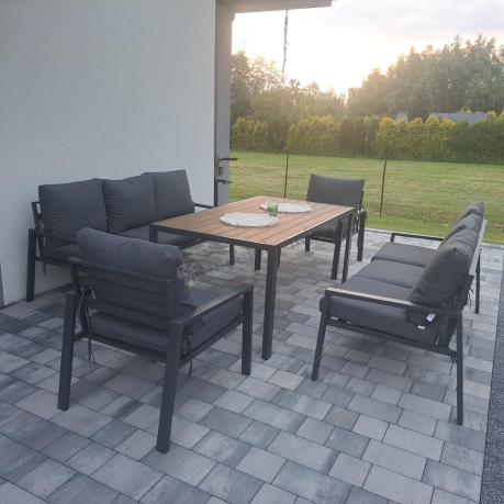 Metalowy zestaw mebli do ogrodu dla 8 osób Sodor Grande - Dark Grey Polywood