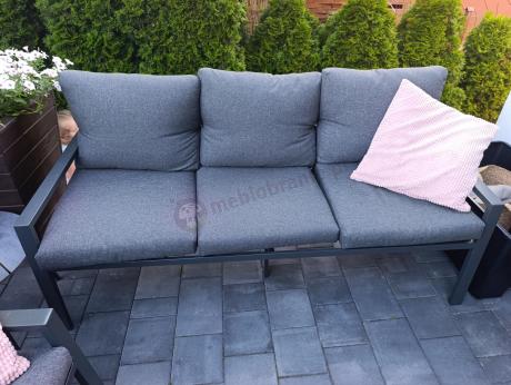 Metalowy zestaw mebli do ogrodu dla 8 osób Sodor Grande - Dark Grey Polywood