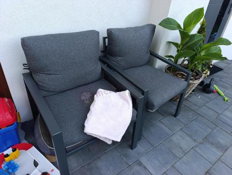 Metalowy zestaw mebli do ogrodu dla 8 osób Sodor Grande - Dark Grey Polywood