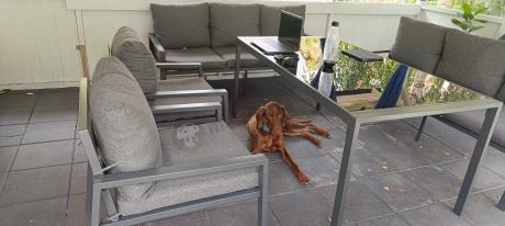 Metalowy zestaw mebli na taras dla 8 osób Sodor Grande - Dark Grey