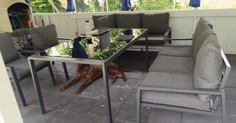 Metalowy zestaw mebli na taras dla 8 osób Sodor Grande - Dark Grey